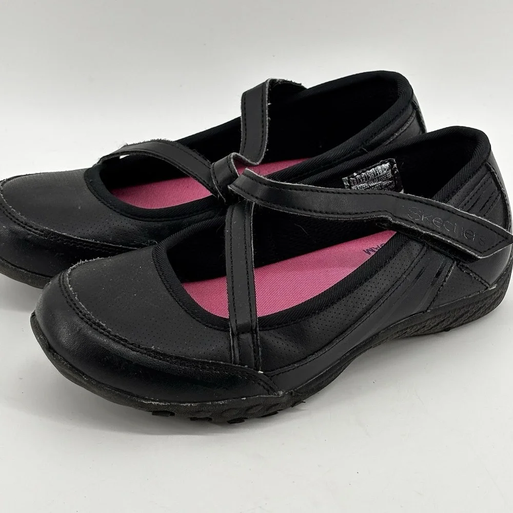 Sketchers Girls Cross Trekkers Mary Jane Shoes Size 13 Black Adjustable Straps